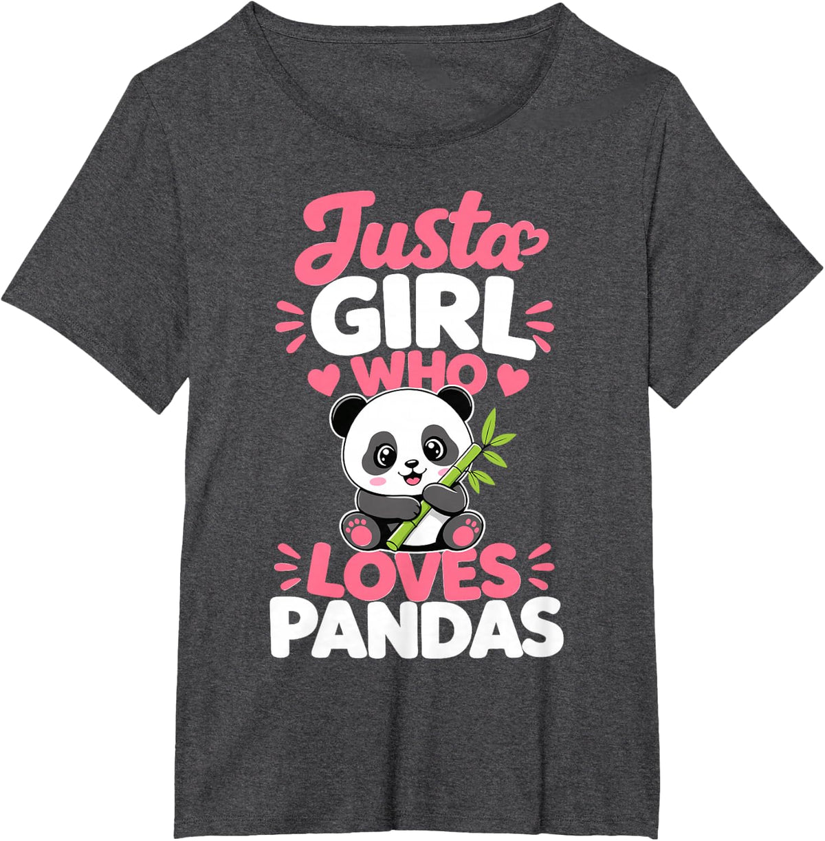 Cute Panda Girl Panda Bear T-Shirt - Dark Heather Grey