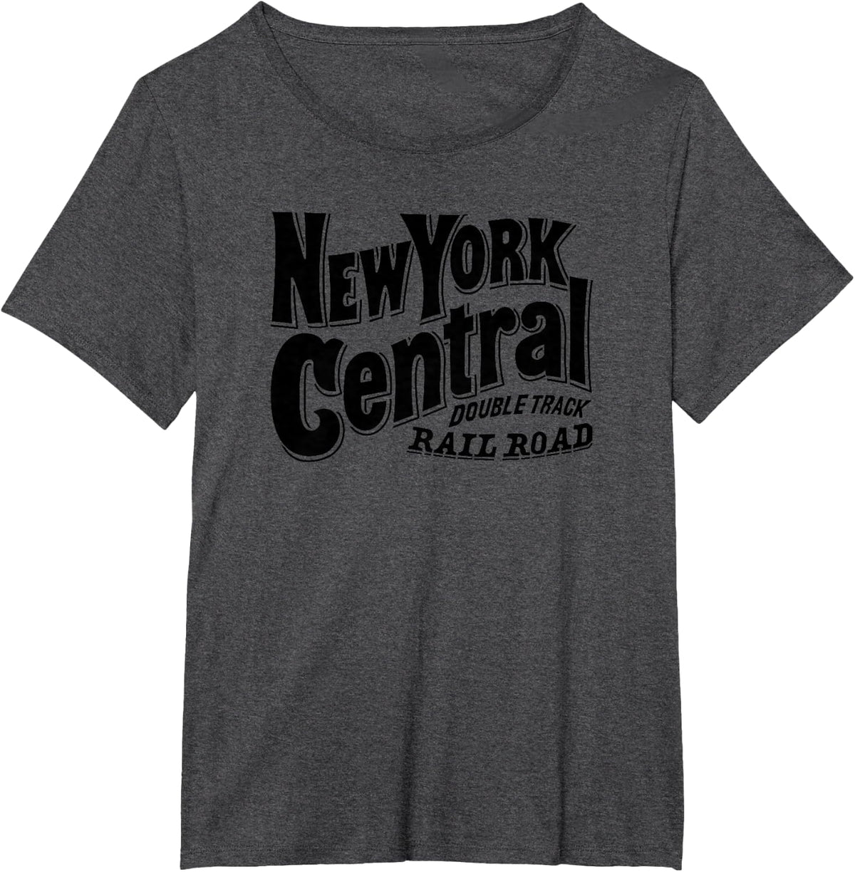 New York Central Double Track Rail Road Vintage Logo Emblem T-Shirt - Dark Heather Grey