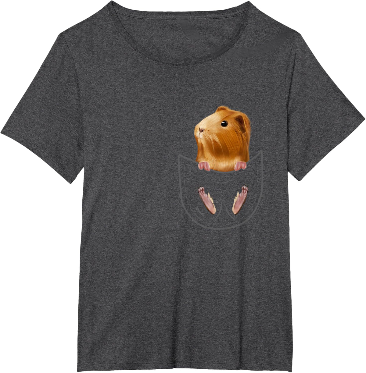 Cute Pocket Guinea Pig Lover Owner Stuff Peeg Cavy Piggy T-Shirt - Dark Heather Grey