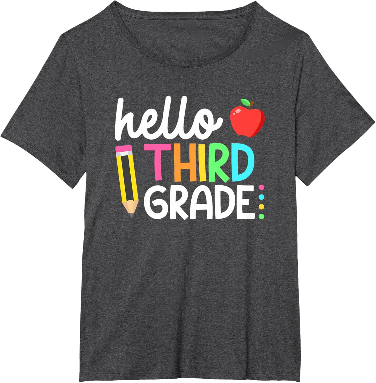Hello Third Grade Team 3rd Grade Back to School Teacher Kids T-Shirt - Dark Heather Grey