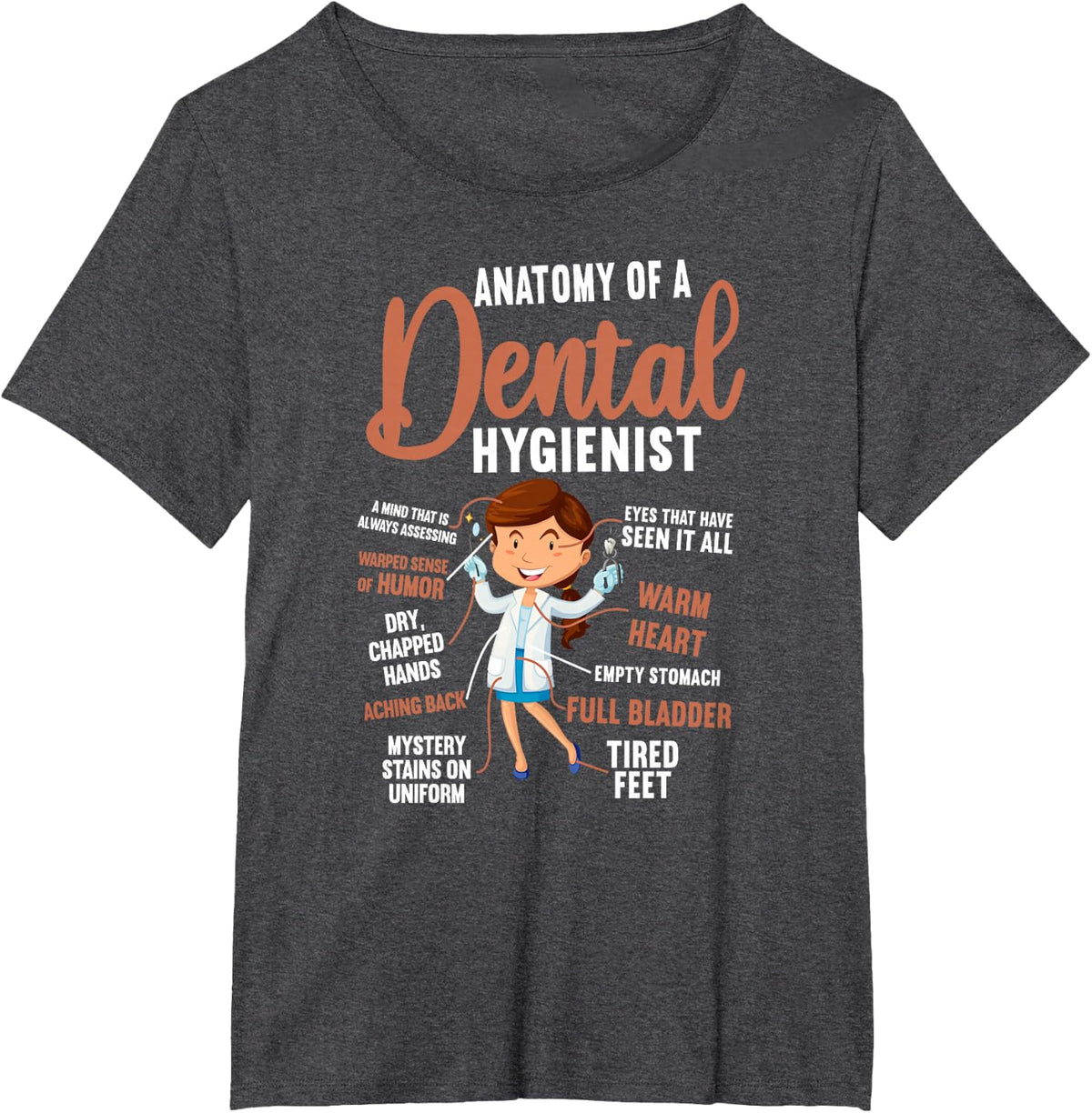 Dental Hygienist Anatomy T-Shirt - Dark Heather Grey