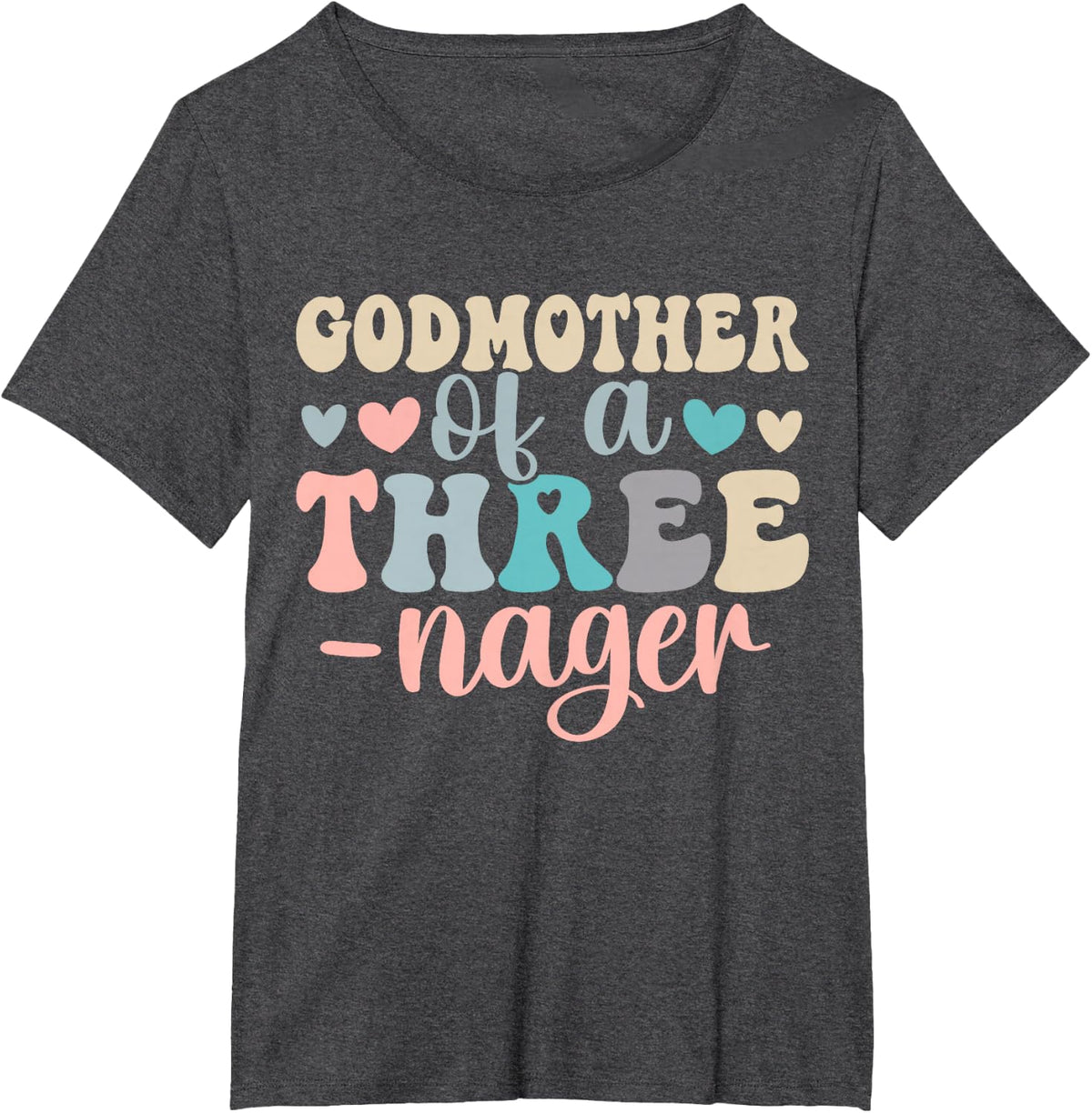 Godmother of A Threenager 3rd Birthday Matching Family Boho T-Shirt - Dark Heather Grey