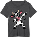 Dabbing Cow Farm Animal T-Shirt Tee for Cow Lovers Farming Funny Farm Shirts Men Women Kids - Dark Heather Grey