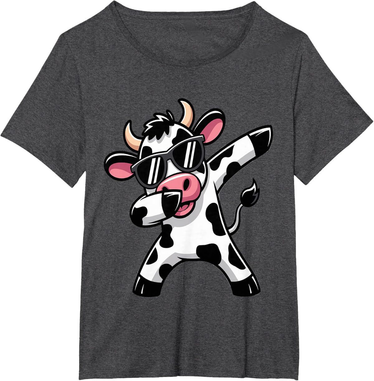 Dabbing Cow Farm Animal T-Shirt Tee for Cow Lovers Farming Funny Farm Shirts Men Women Kids - Dark Heather Grey