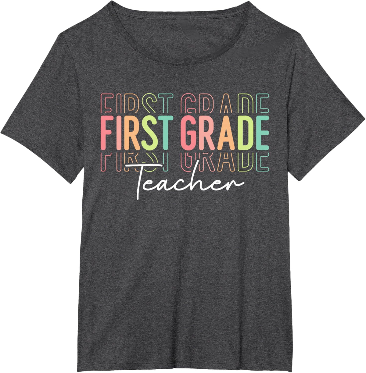 Team 1st Grade Teacher Shirt Women Hello First Grade Rocks Squad Tee T-Shirt - Dark Heather Grey
