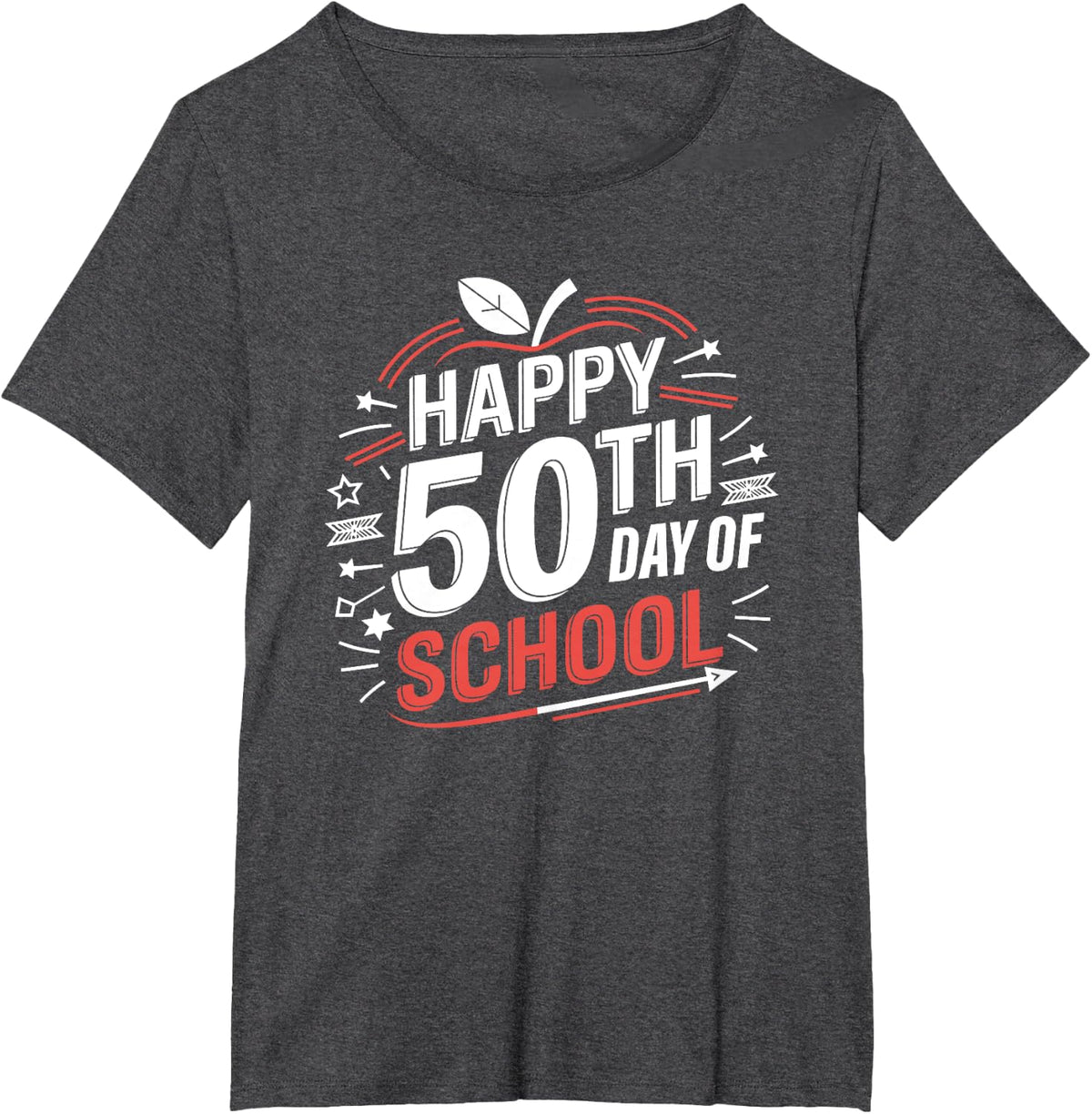 Happy 50th Day Of School T-Shirt - Dark Heather Grey
