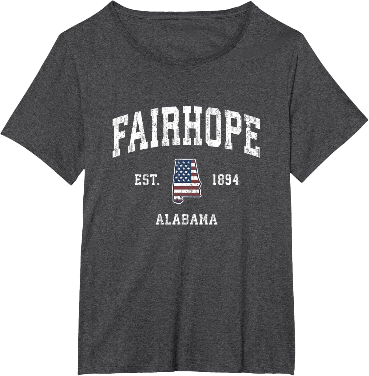 Fairhope Alabama AL Vintage American Flag Sports Design T-Shirt - Dark Heather Grey