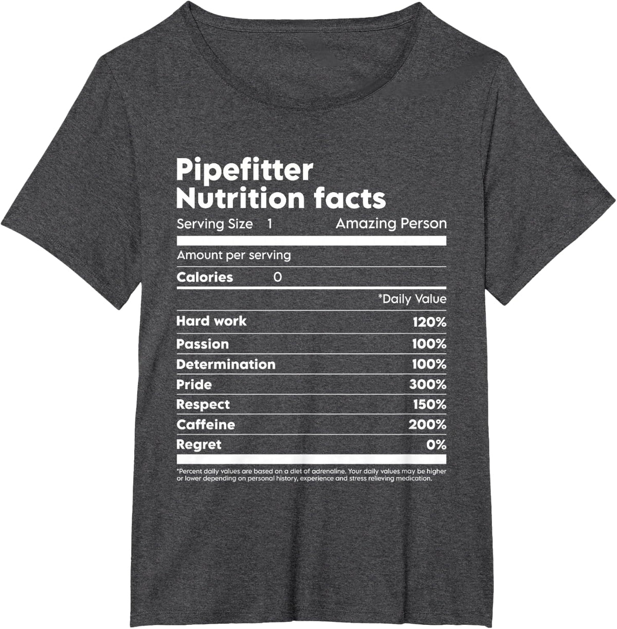 Pipefitter Nutrition Facts T-Shirt - Dark Heather Grey
