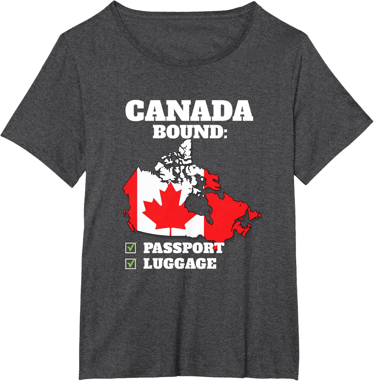 Canada Bound Country Travel Canadian Flag Vacation Trip T-Shirt - Dark Heather Grey