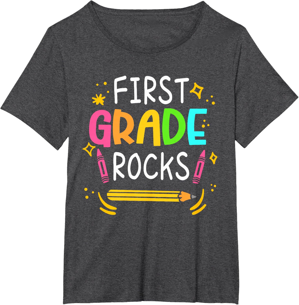 First Grade Rocks T-Shirt for Kids and Teachers 1st Grade Tees First Day of School - Dark Heather Grey