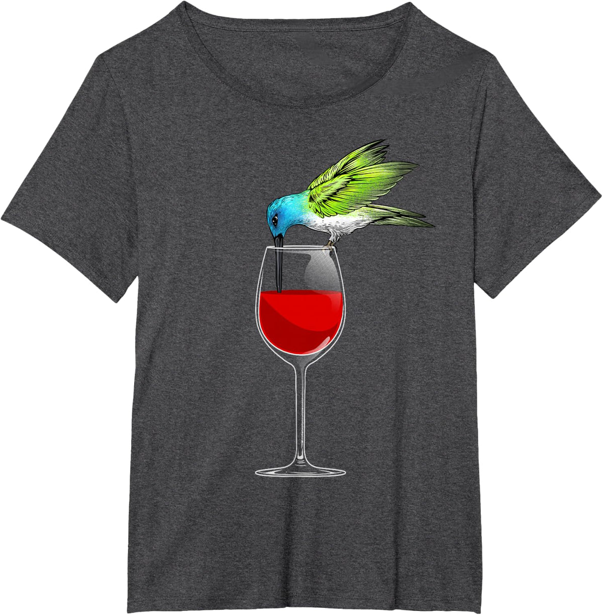 Cool Hummingbird For Men Women Wine Glass Animal Bird Lover T-Shirt - Dark Heather Grey