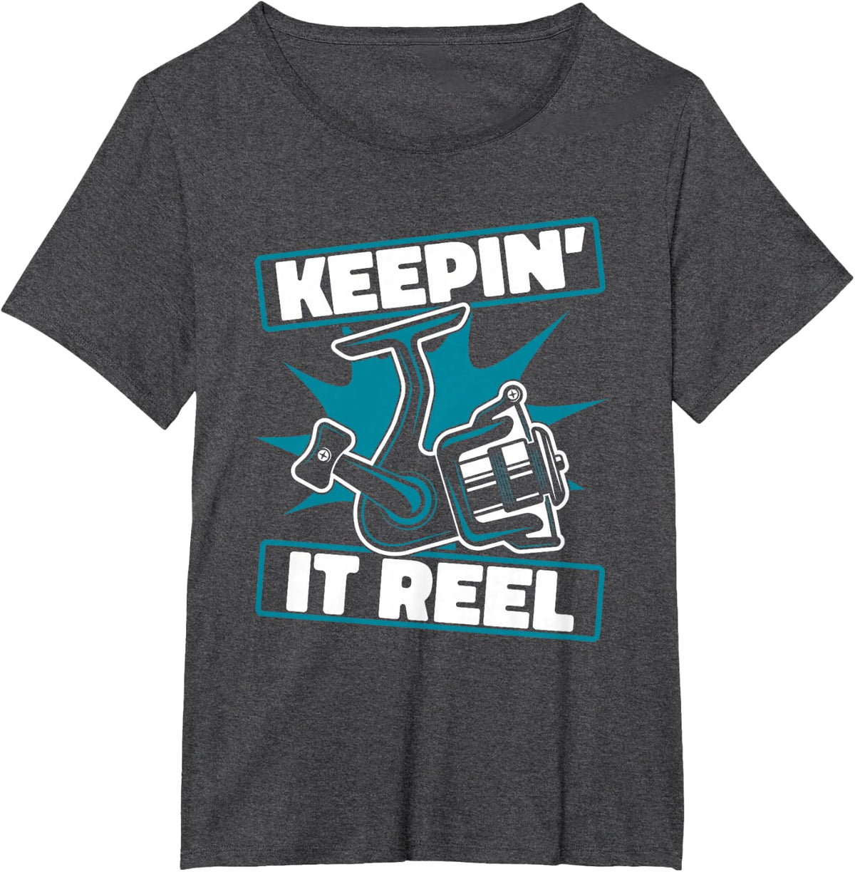 Keepin It Reel Boat Ice Fisherman Deep Sea Fly Fishing T-Shirt - Dark Heather Grey