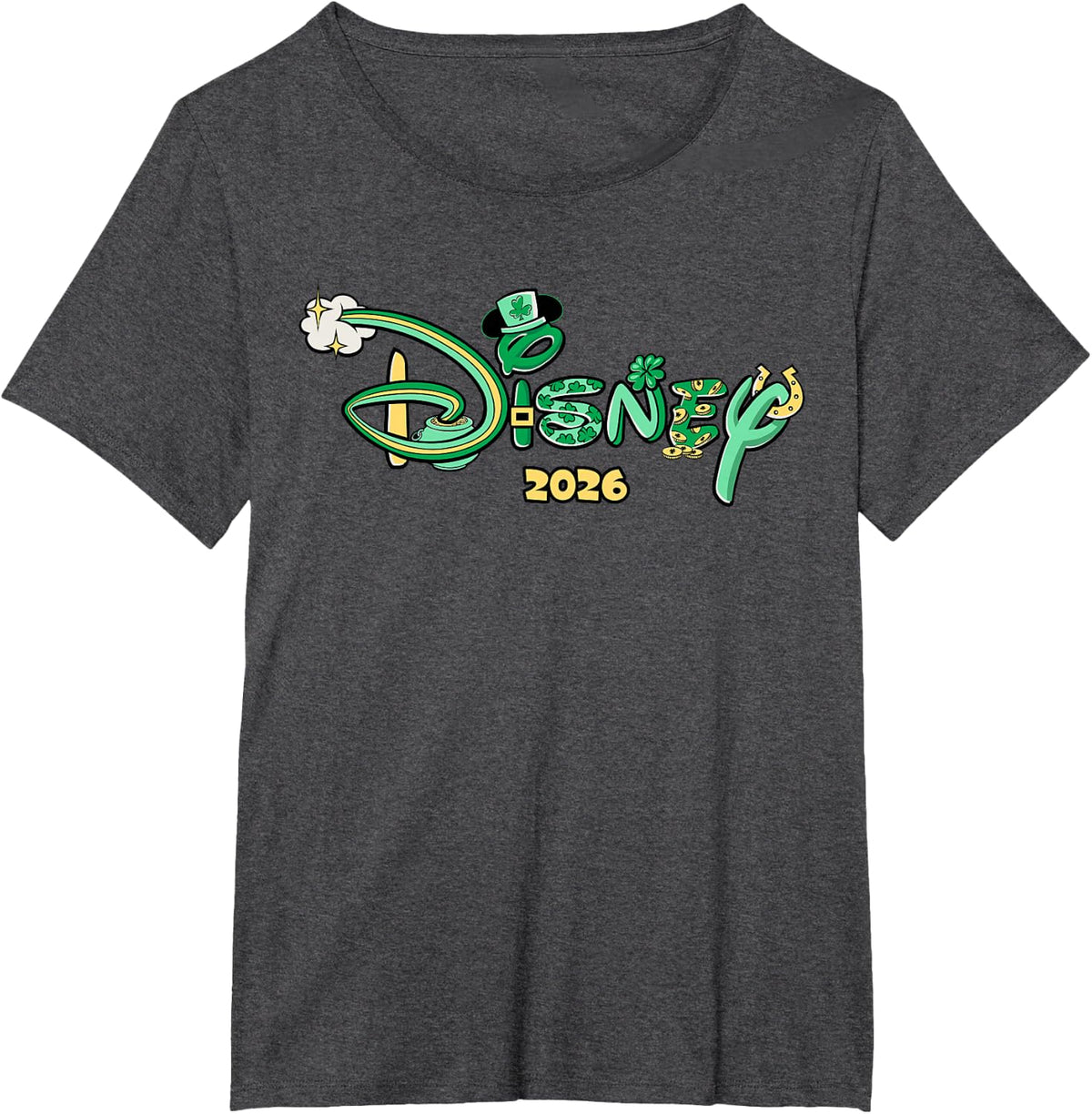Disney St. Patrick's Day 2026 Matching Trip Vacation Logo T-Shirt - Dark Heather Grey