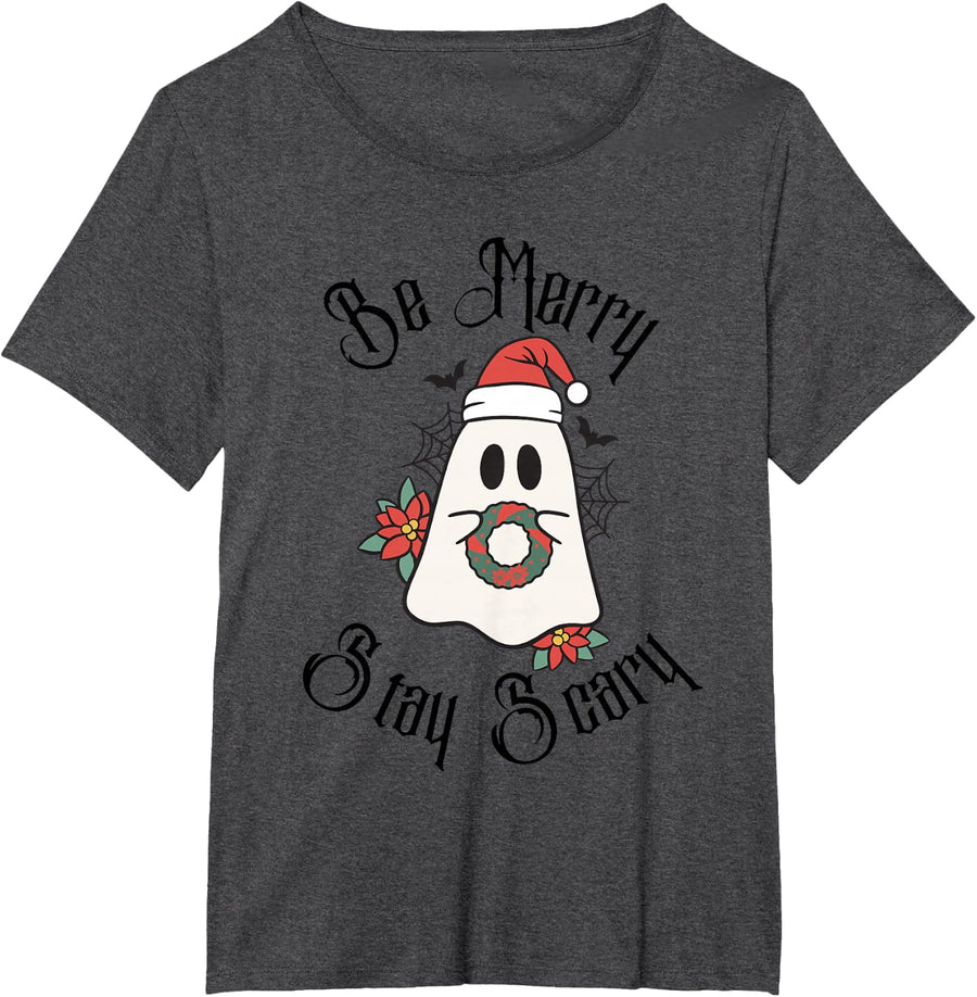 Be Merry Stay Scary T-Shirt - Dark Heather Grey