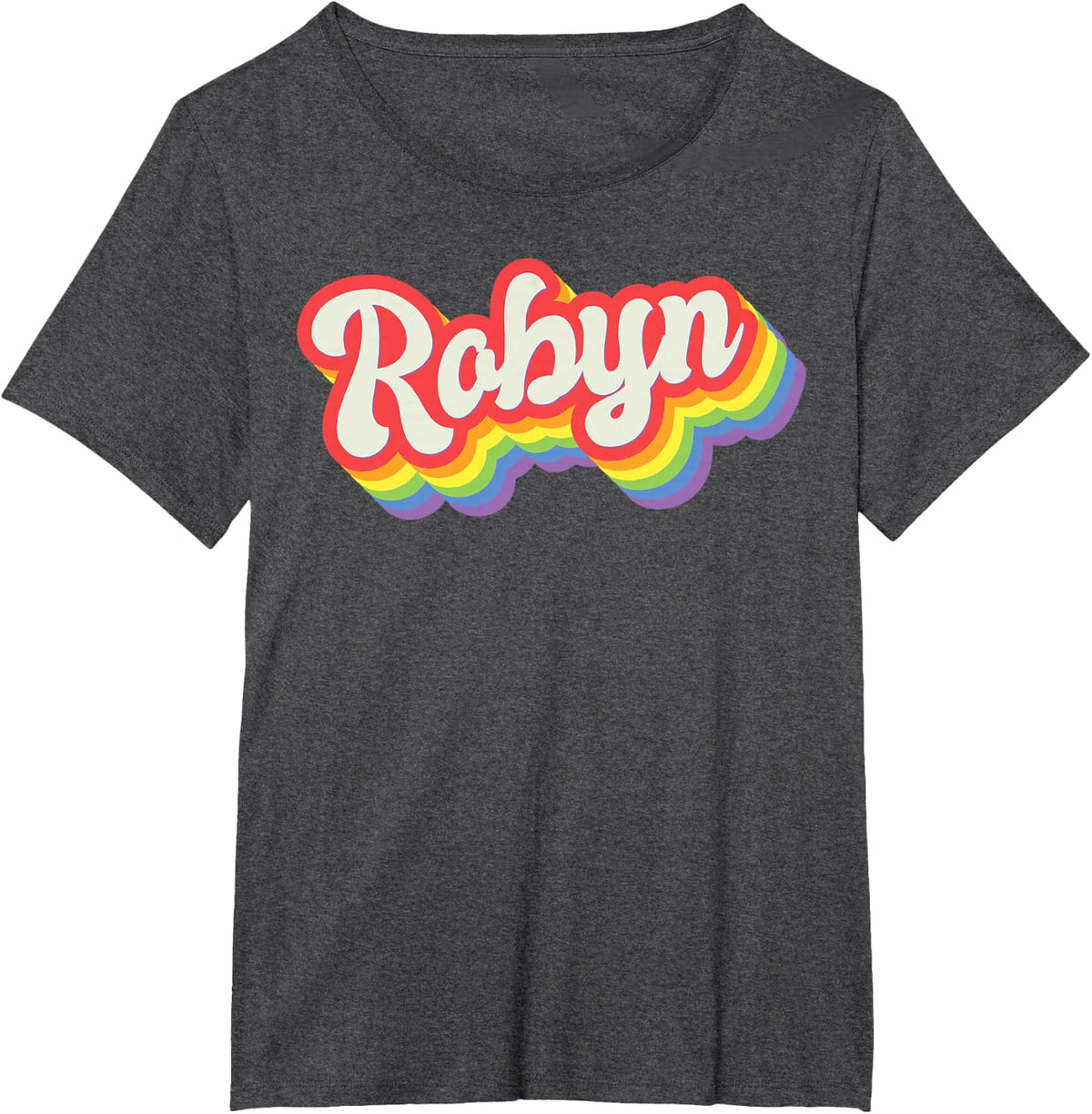 Robyn Pride Month LGBTQ Rainbow Flag Name Personalised T-Shirt - Dark Heather Grey