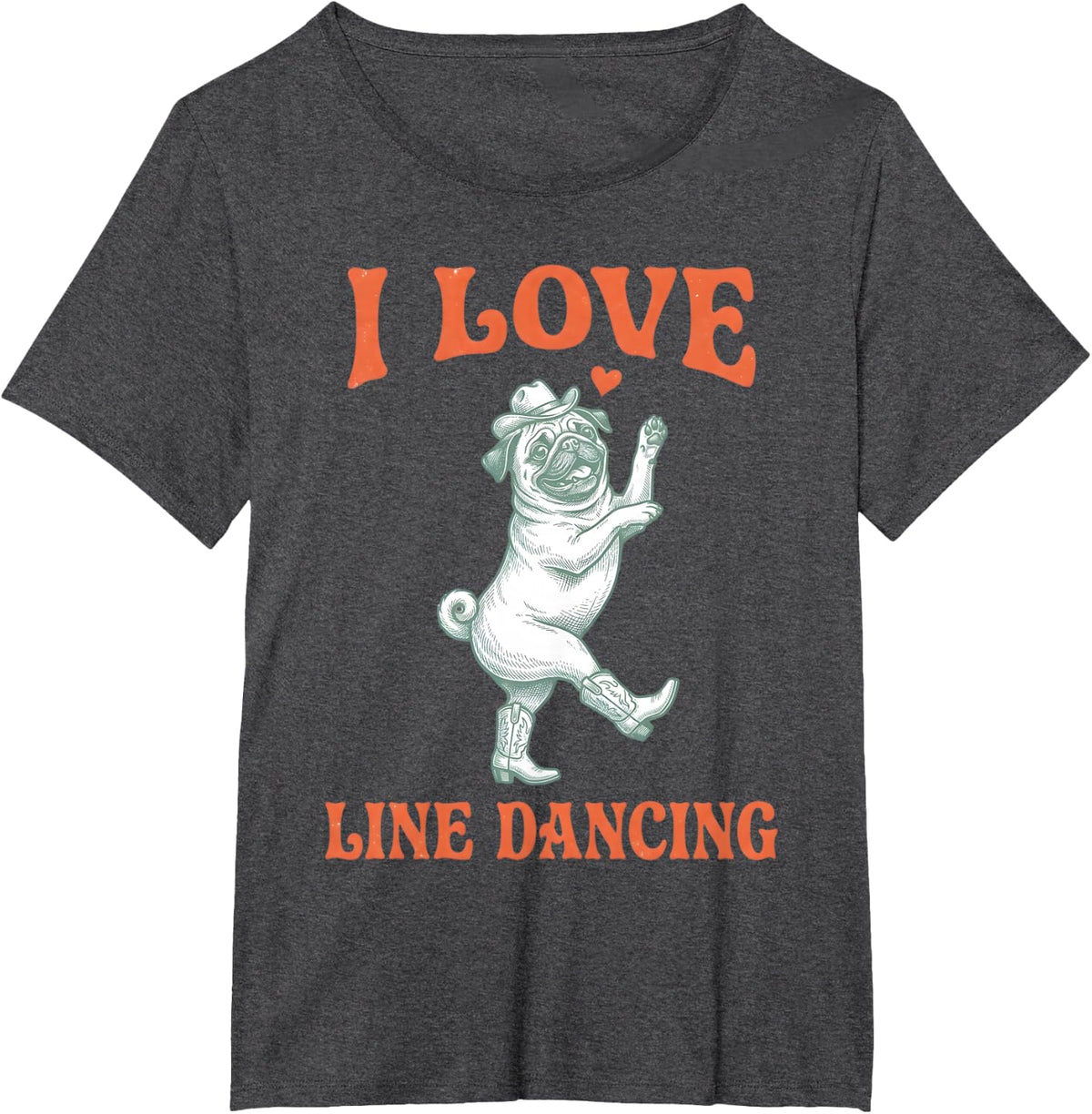 Line Dancer Pug Dog Line Dance Line Dancing T-Shirt - Dark Heather Grey