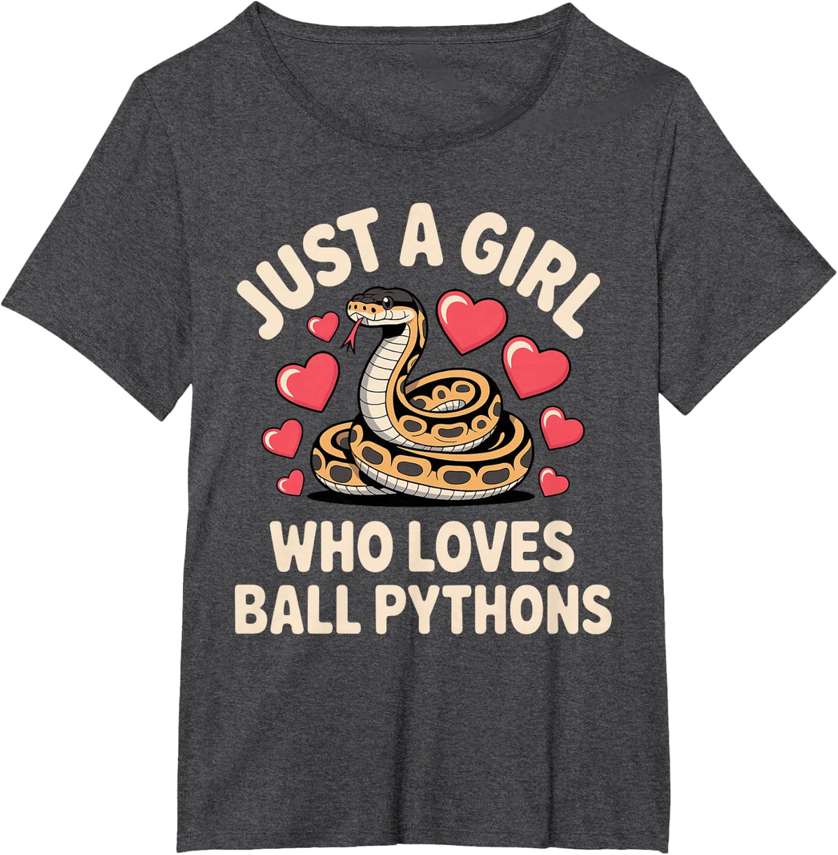 Cool Ball Python Art for Women Girls Snake Ball Python Lover T-Shirt - Dark Heather Grey