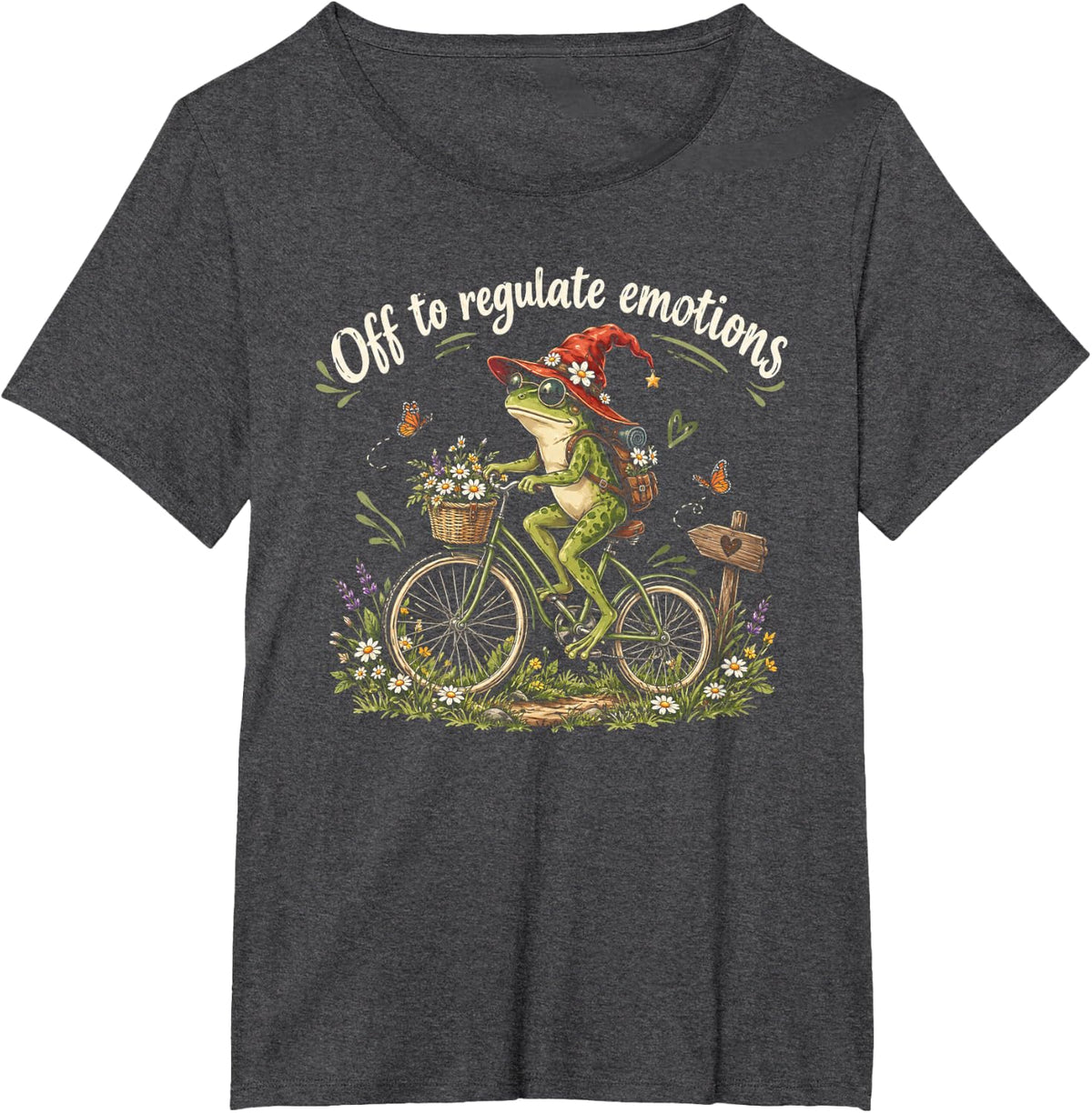 Off to Regulate Emotions Mental Health Funny Frog Scooter T-Shirt - Dark Heather Grey