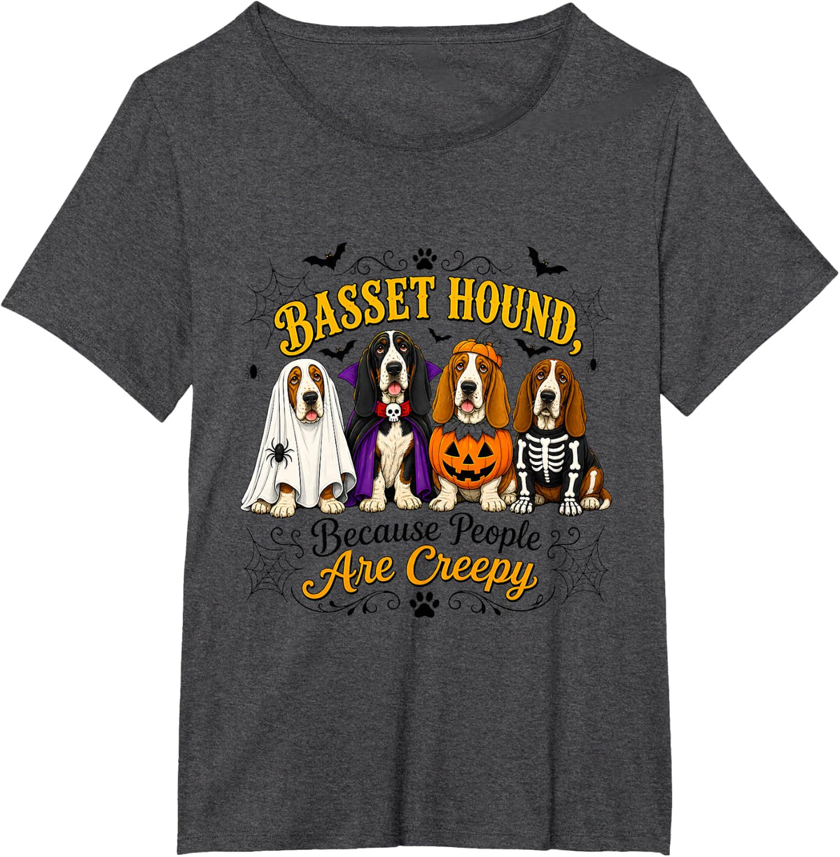 Basset Hound Halloween Costume Party T-Shirt - Dark Heather Grey
