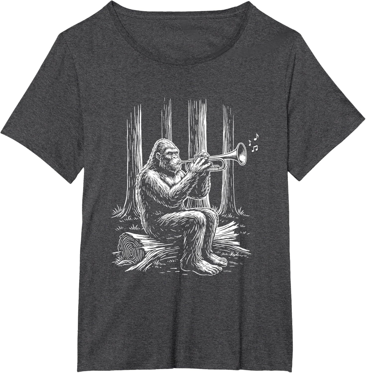 Grooves Trumpet Bigfoot Sasquatch Trumpeter Marching Band T-Shirt - Dark Heather Grey