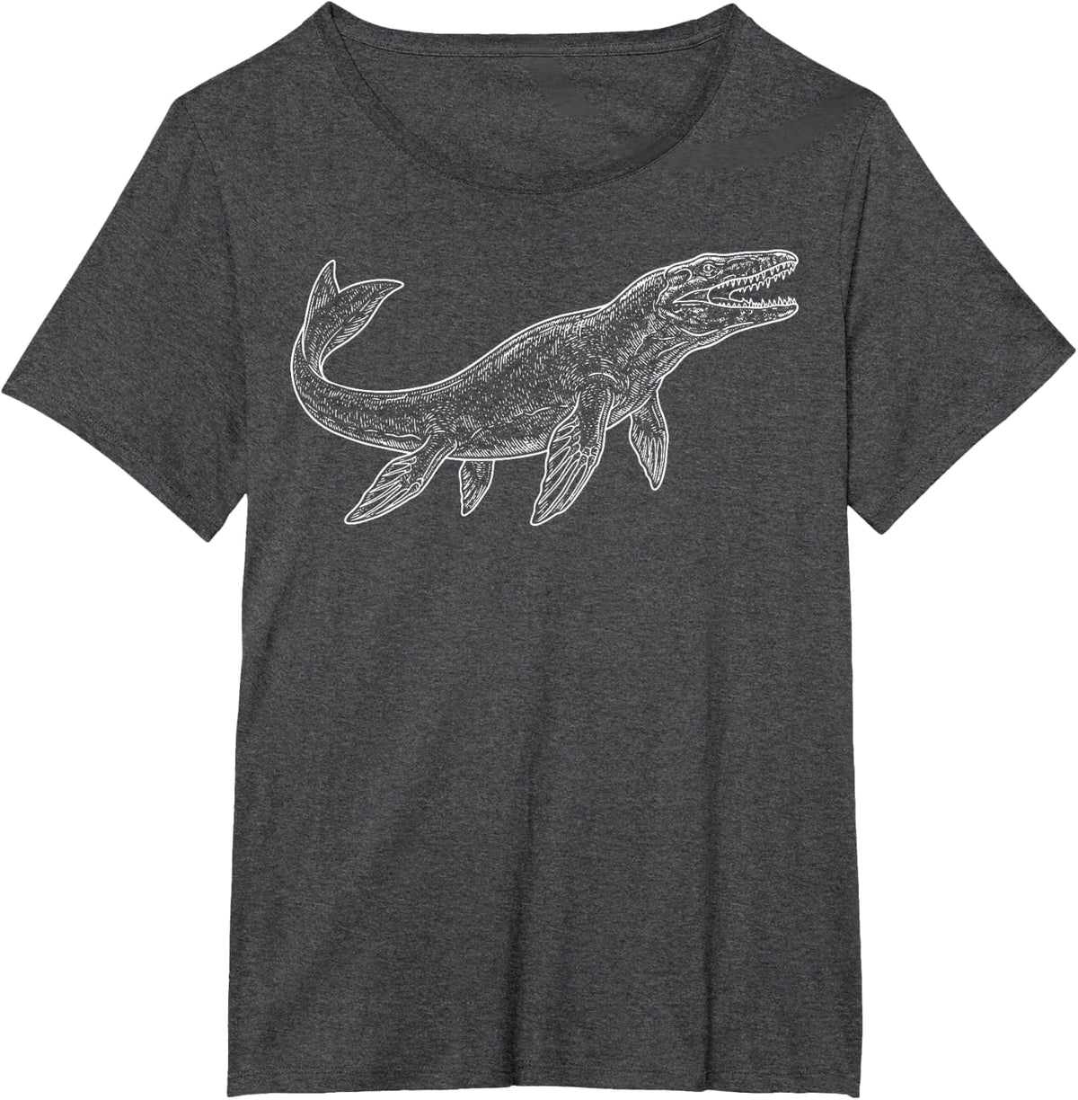 Mosasaurus Illustration Mosasaur T-Shirt - Dark Heather Grey