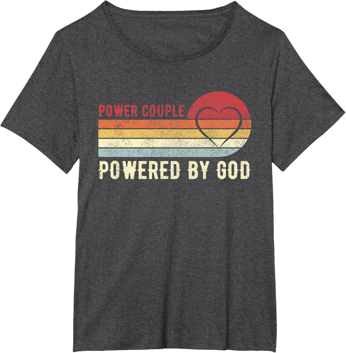 Power Couple Powered By God Christian Couple Married Couple T-Shirt - Dark Heather Grey
