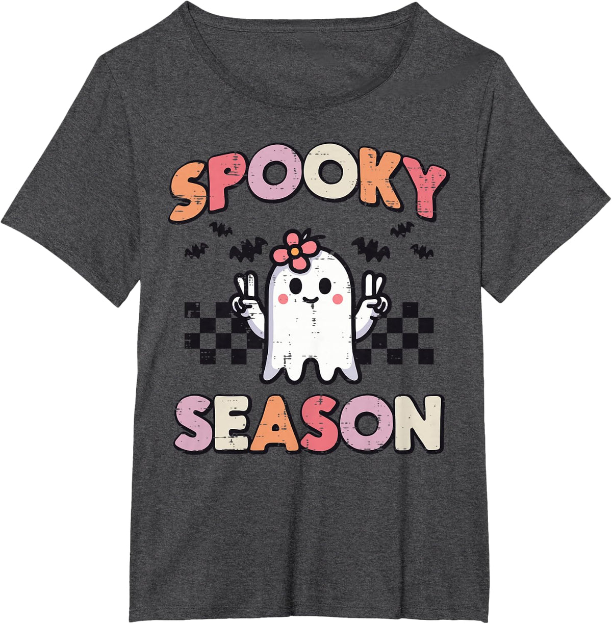 Halloween Ghost Peace Spooky Season Costume Girls Kids Women T-Shirt - Dark Heather Grey