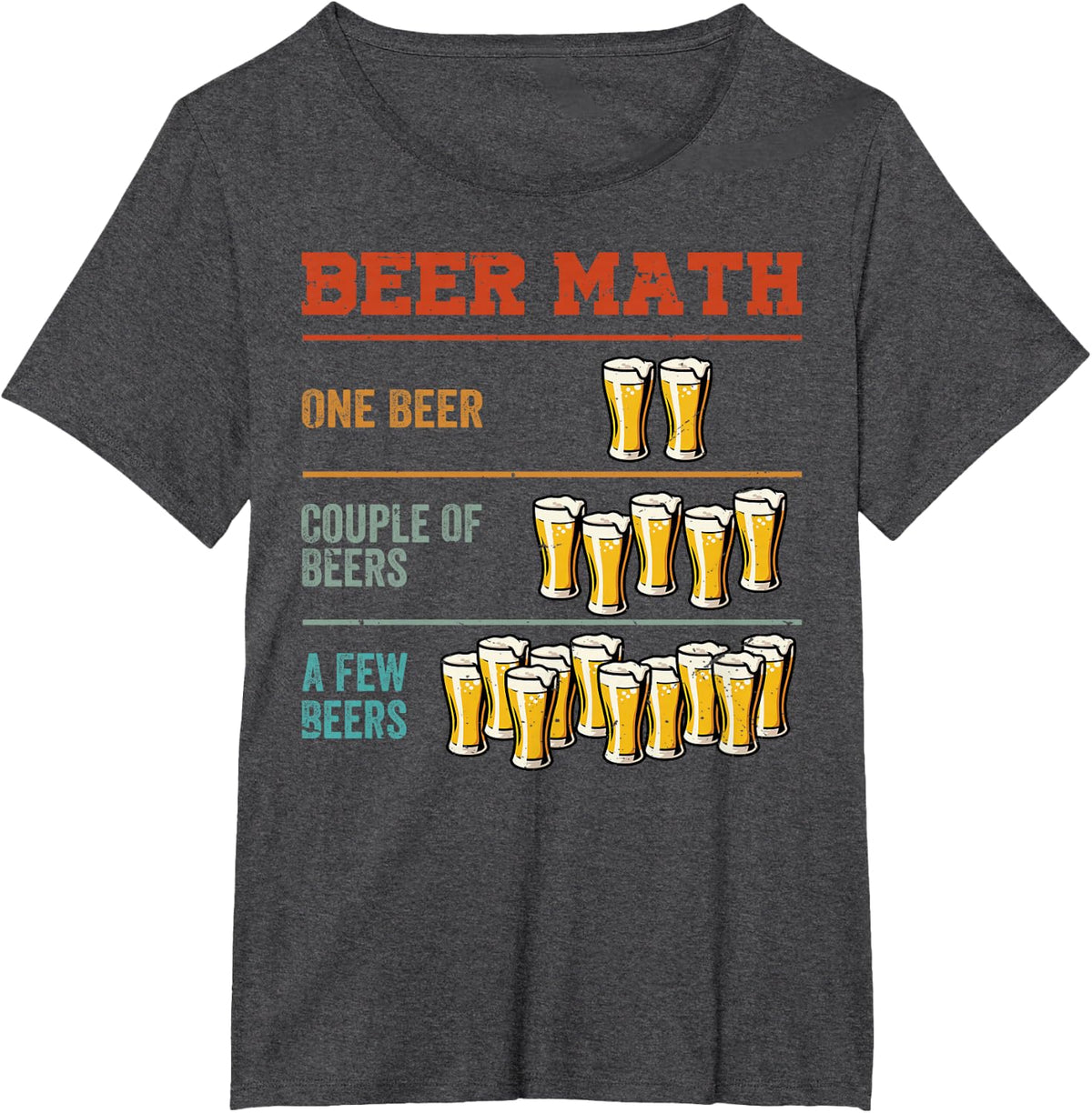 Guy Beer Maths Funny Drinking Joke Retro Sarcastic Humor T-Shirt - Dark Heather Grey