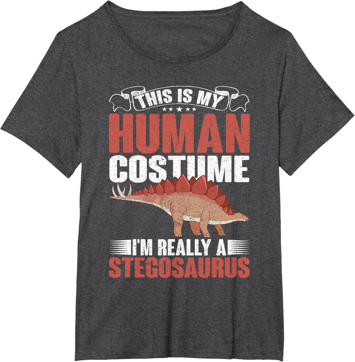 This Is My Human Costume Stegosaurus Dinosaur T-Shirt - Dark Heather Grey