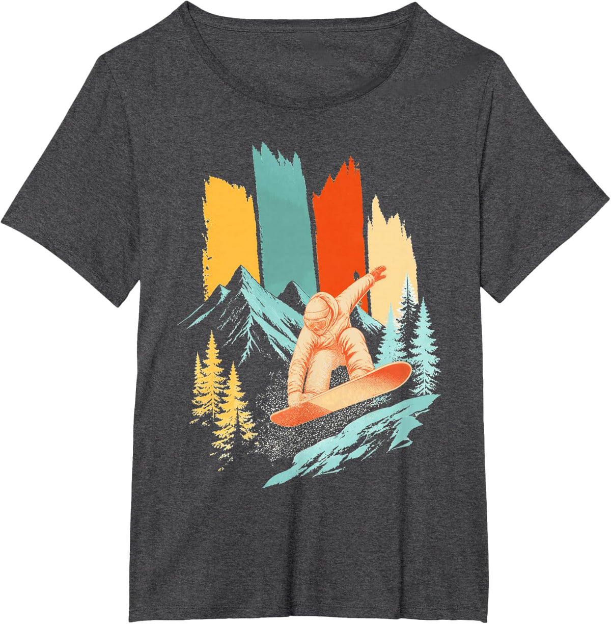 Vintage Snowboarder Rider Snowboarding Boarder T-Shirt - Dark Heather Grey