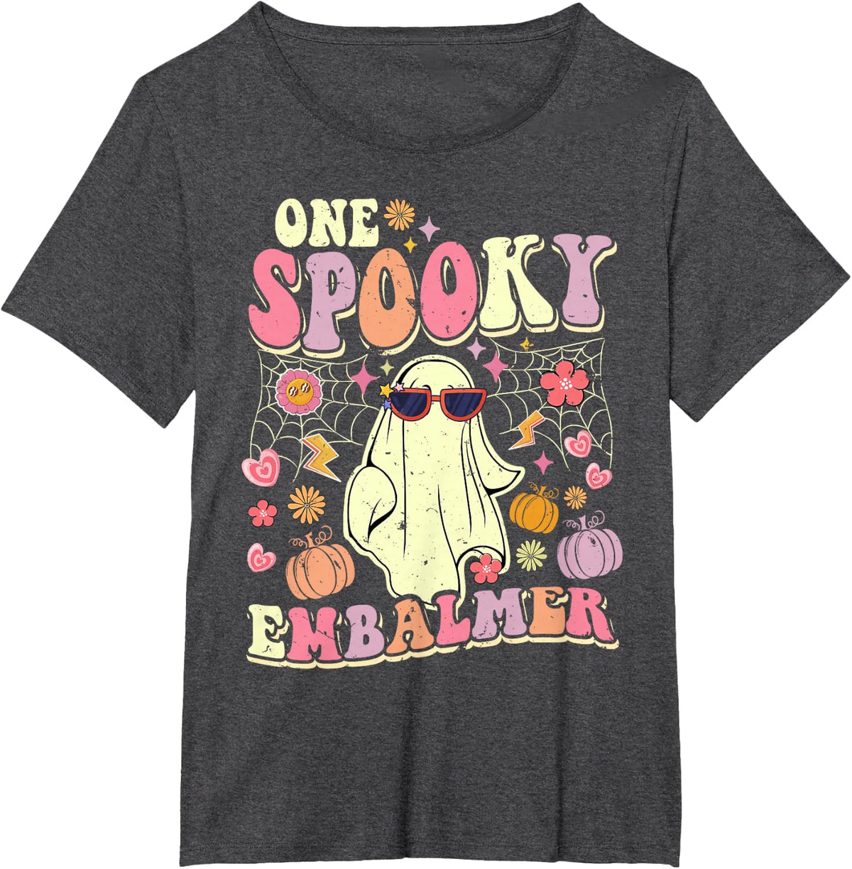 One Spooky Embalmer Halloween Ghost Undertaker T-Shirt - Dark Heather Grey