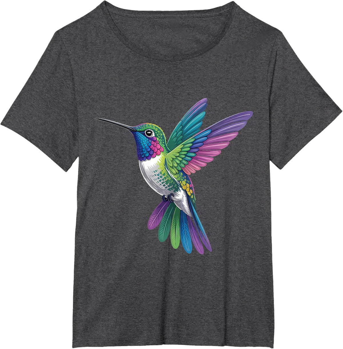 Hummingbird Lover Portrait Artwork Tropical Animal Art T-Shirt - Dark Heather Grey