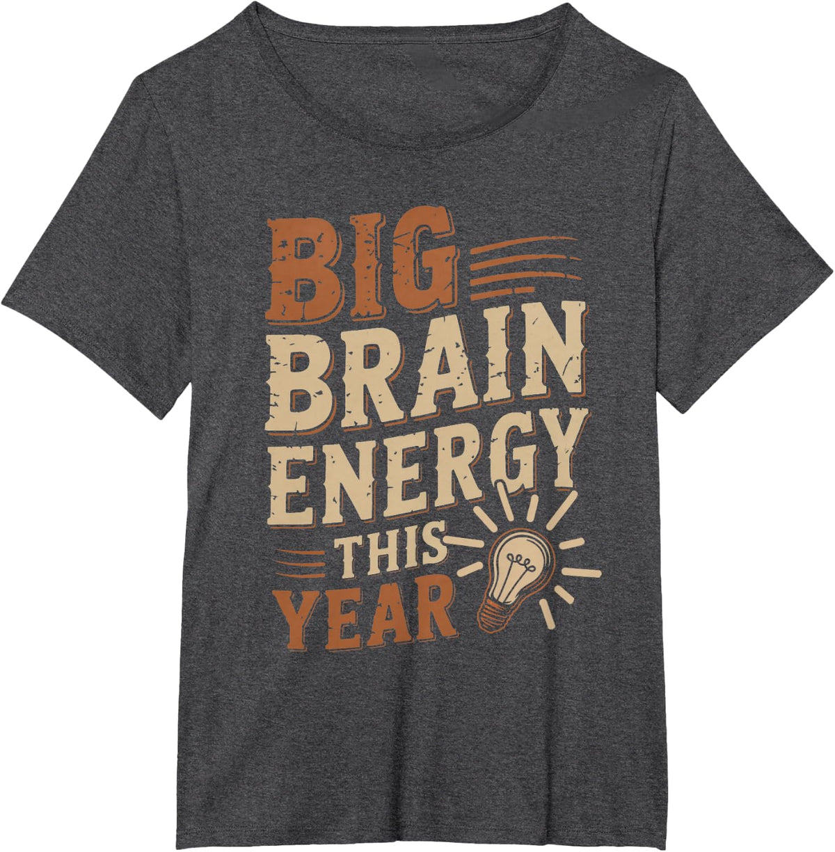 Retro Big Brain Energy This Year Teacher Team Back to School T-Shirt - Dark Heather Grey