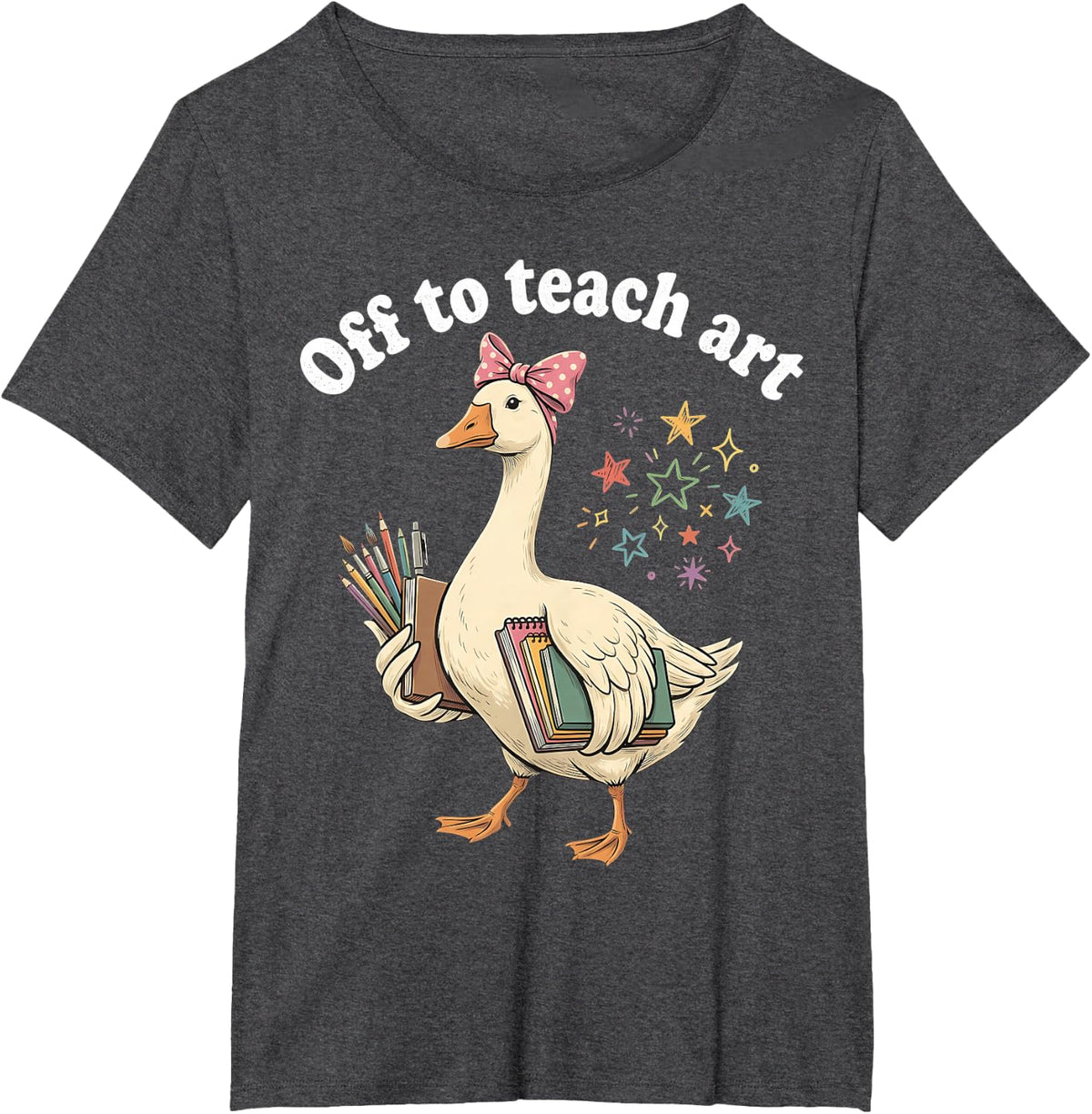 Off to Teach Art Back to School Art Teacher T-Shirt - Dark Heather Grey