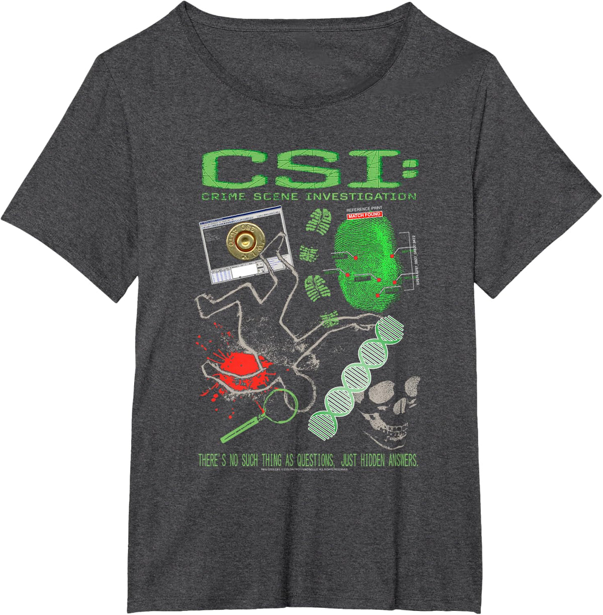 CSI: Crime Scene Investigation Forensics Scene Collage TV T-Shirt - Dark Heather Grey