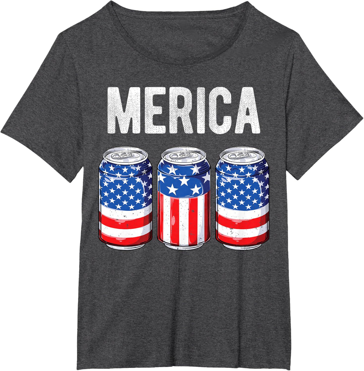 Beer American Flag 4th of July Merica USA Men Women Drinking T-Shirt - Dark Heather Grey