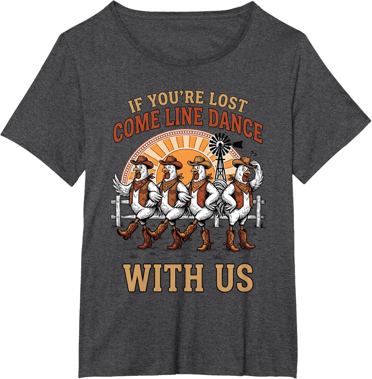 Line Dance Chicken Line Dancing Line Dancer T-Shirt - Dark Heather Grey