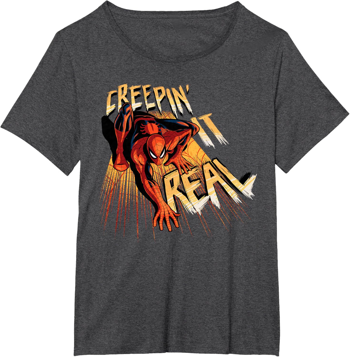Marvel Super Heroes Spider-Man Creepin’ it Real Halloween T-Shirt - Dark Heather Grey