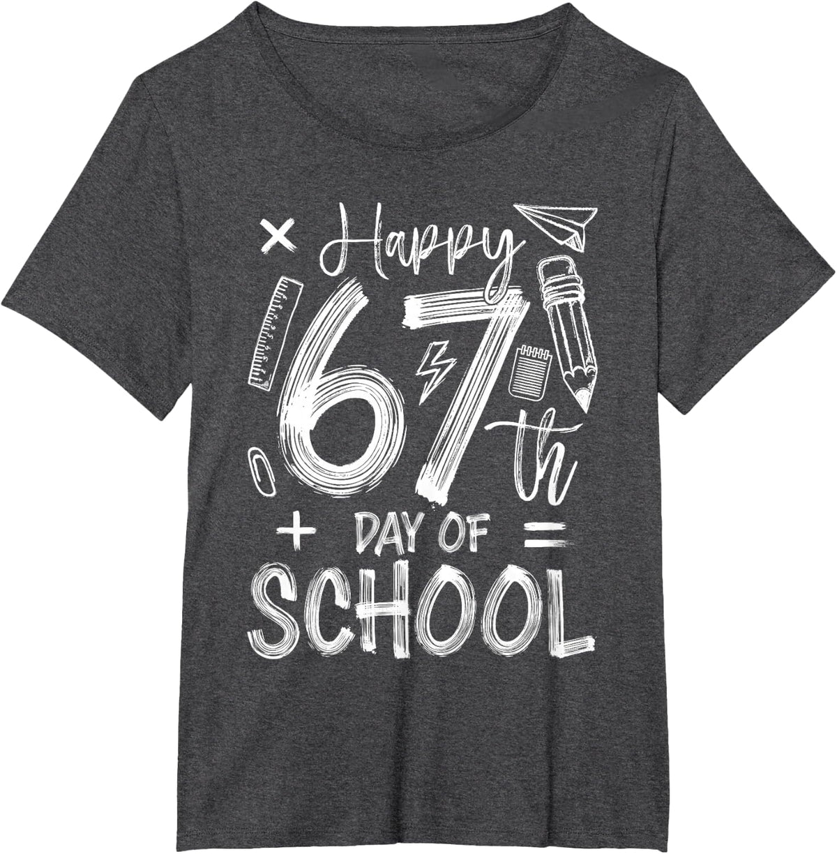 Happy 67th Day of School Funny 67 Days Smarter Teacher Kids T-Shirt - Dark Heather Grey