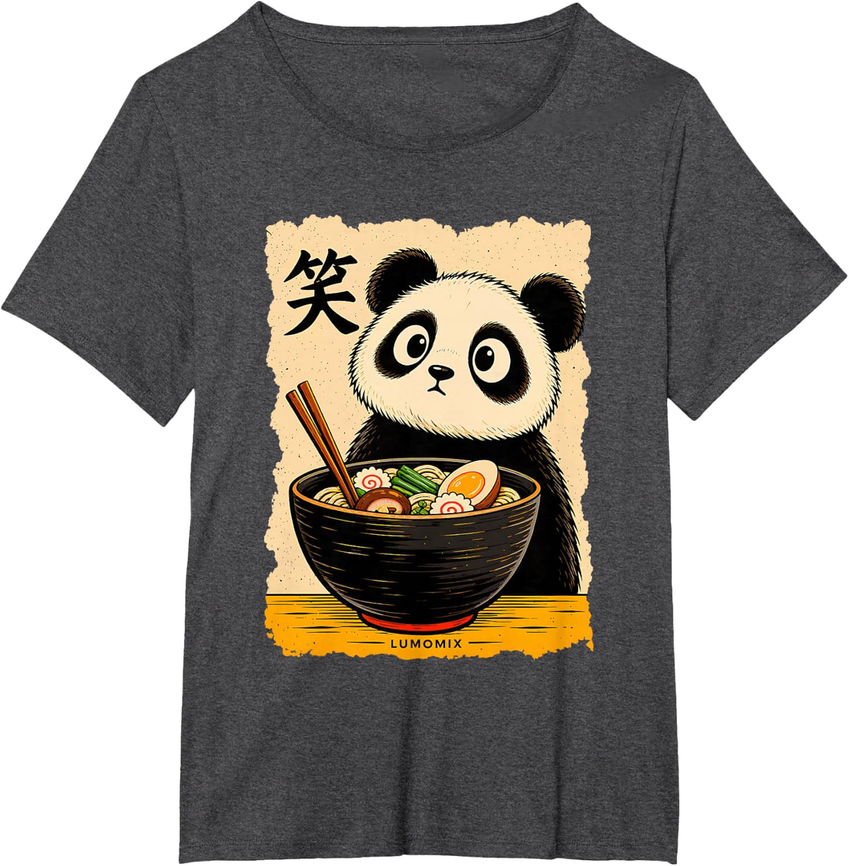 T-Shirt Kawaii Panda Ramen Japanese Food Vintage T-Shirt - Dark Heather Grey