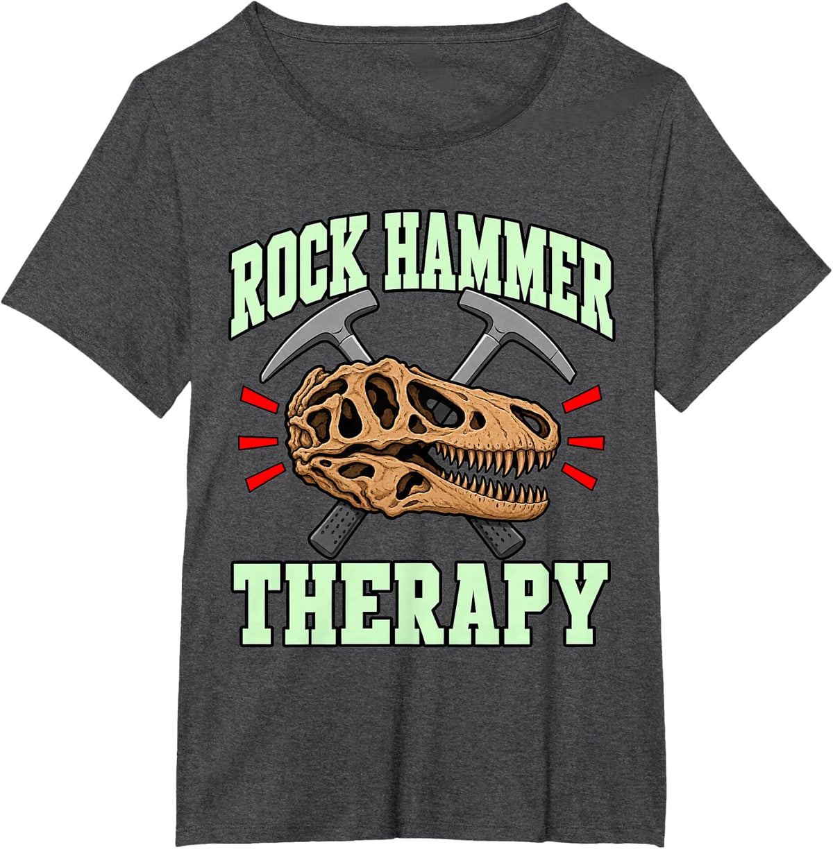 Paleontology Rock Hammer Therapy Nerd T-Shirt - Dark Heather Grey
