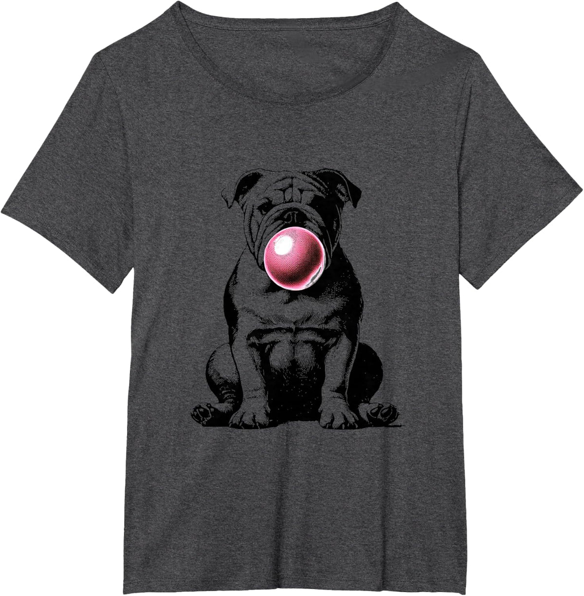 English Bulldog Bubble Gum Vintage Funny Dog Mom Pet Dad T-Shirt - Dark Heather Grey