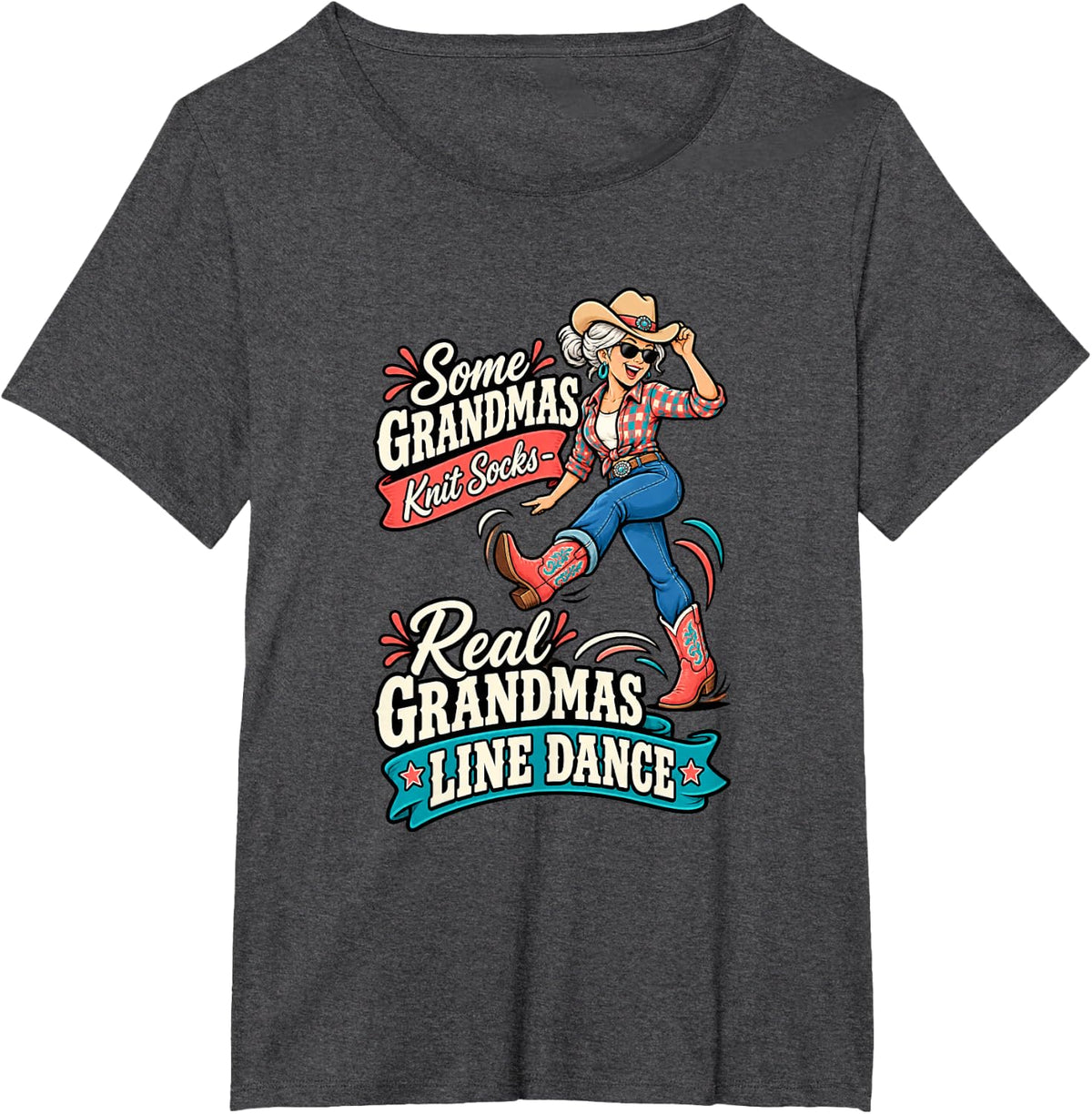 Funny Grandma Line Dance Country Dancing T-Shirt - Dark Heather Grey