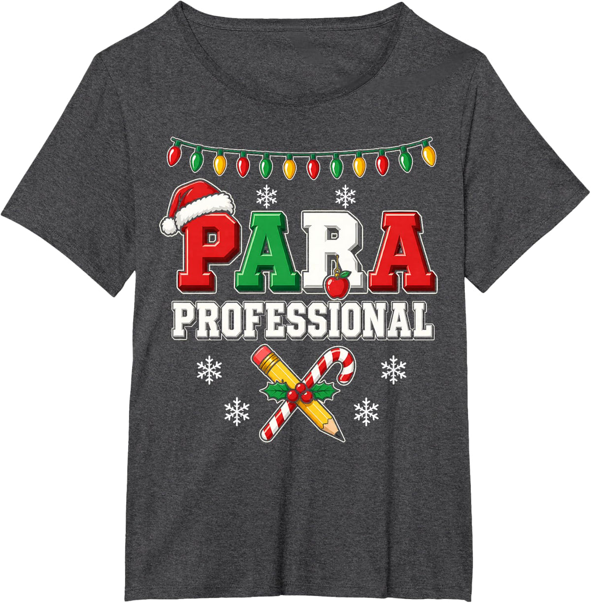 Paraprofessional Christmas Shirt para Classroom Assistant T-Shirt - Dark Heather Grey