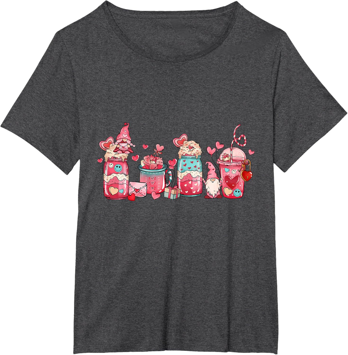Coffee Is My Valentines Day T-Shirt Women Girl Coffee Lover Latte Tee - Dark Heather Grey