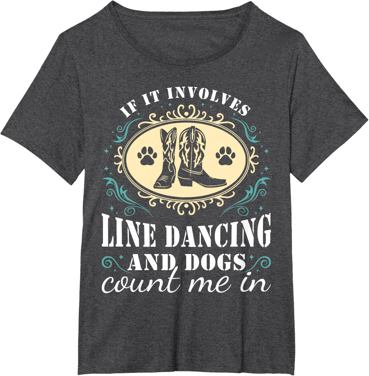 Line Dancing & Dogs Line Dance T-Shirt - Dark Heather Grey