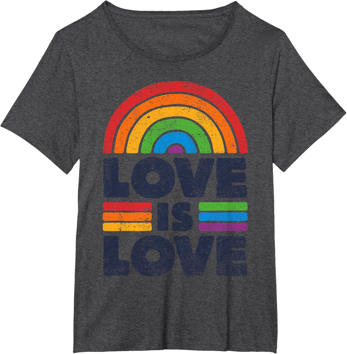 LGBTQ Love Is Love Gay Pride LGBT Ally Rainbow Flag Vintage T-Shirt - Dark Heather Grey