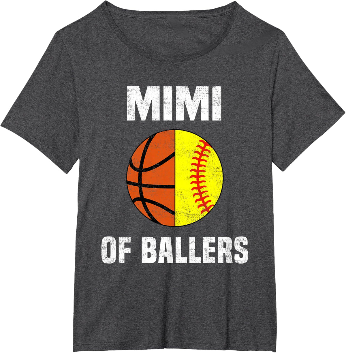 Mimi of Ballers Basketball Softball Lover Family Kids T-Shirt - Dark Heather Grey
