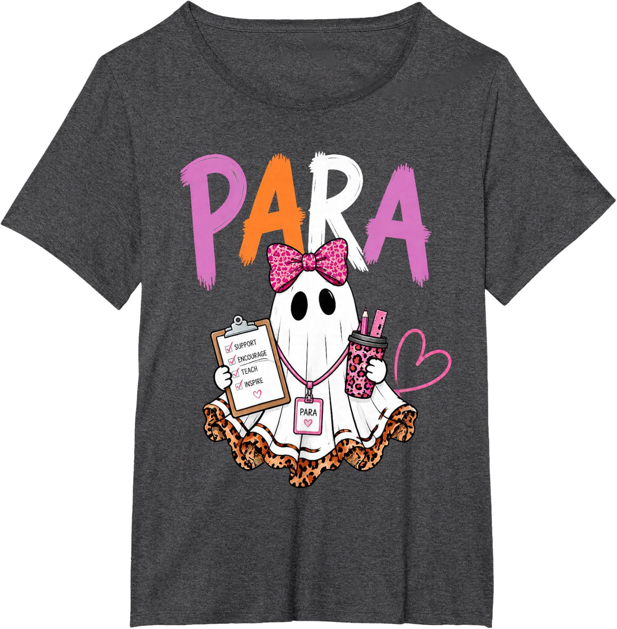 Spooky Paraprofessional Preppy Fall Halloween Ghost para T-Shirt - Dark Heather Grey