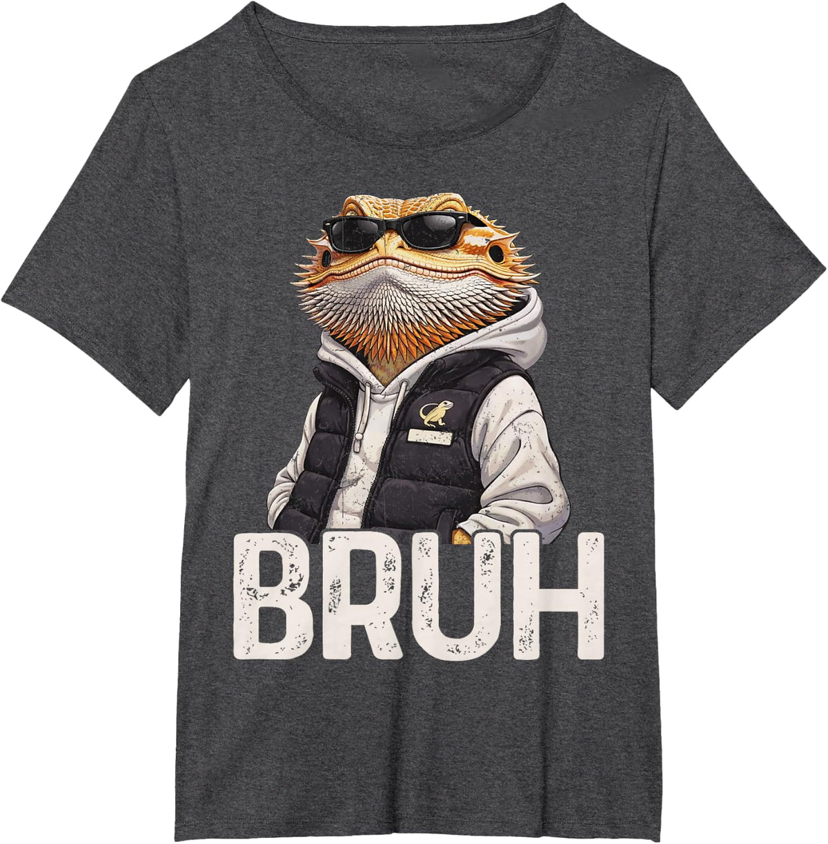 Bruh Vintage Cool Bearded Dragon Men Boy Kid T-Shirt - Dark Heather Grey